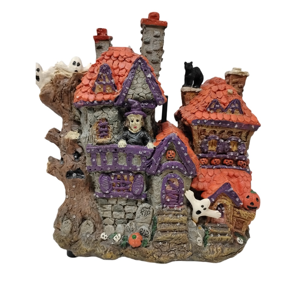 Halloween Haunted House 9 Inch Spooky Village Tabletop Figurine Resin Lighted